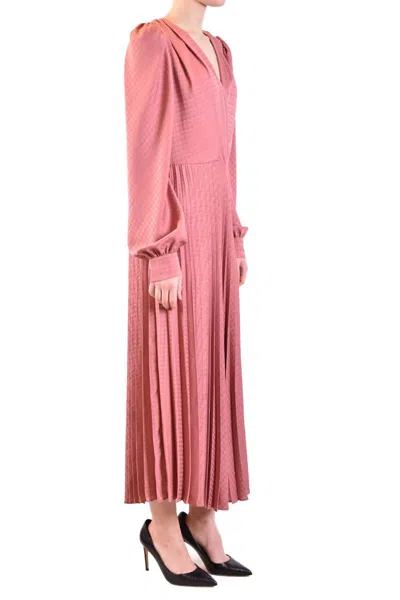 Twinset Twin-set Wrap Midi Dress With Deep V-neckline In Pink