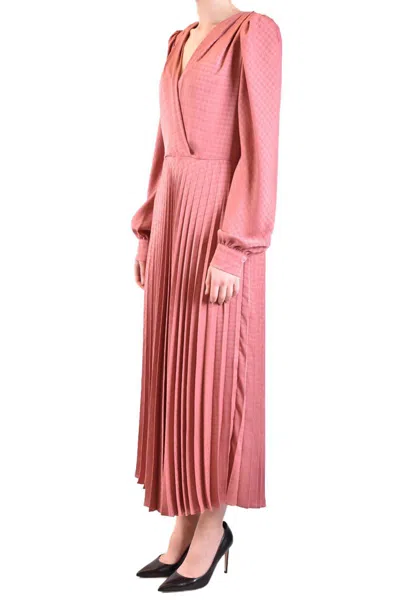 Twinset Twin-set Wrap Midi Dress With Deep V-neckline In Pink