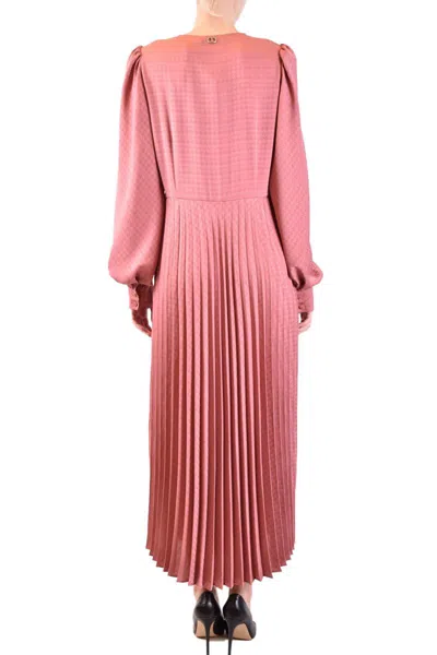 Twinset Twin-set Wrap Midi Dress With Deep V-neckline In Pink