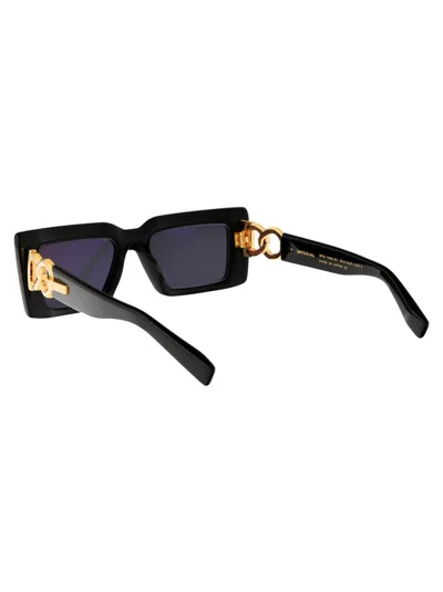 Balmain Imperial Rectangular Chain Sunglasses In 145a Blk - Gld