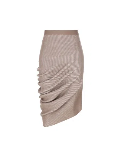 Fendi Rib-knit Wool Pencil Skirt In Ash