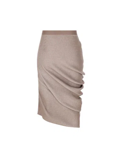 Fendi Rib-knit Wool Pencil Skirt In Ash