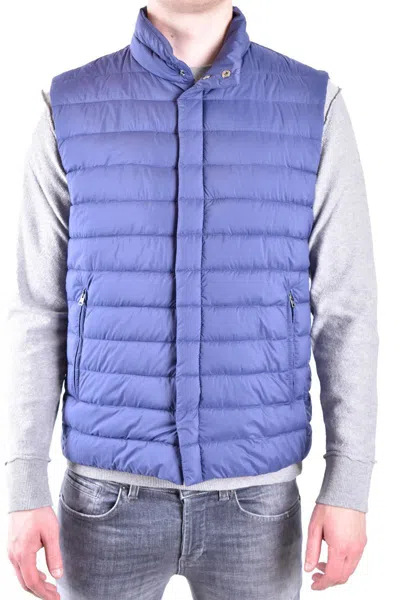 Herno Collar Padded Sleeveless Zip Pockets Jackets In Blue
