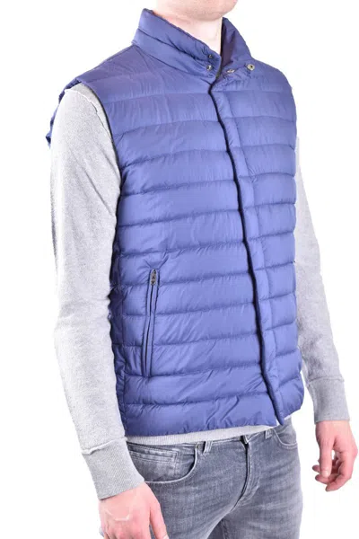 Herno Collar Padded Sleeveless Zip Pockets Jackets In Blue