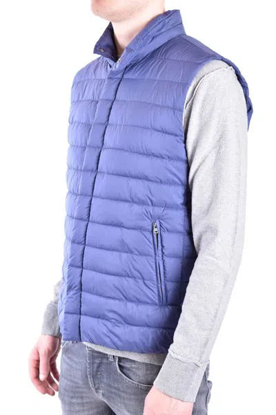 Herno Collar Padded Sleeveless Zip Pockets Jackets In Blue