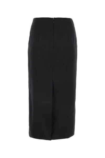 Miu Miu Black Stretch Silk Skirt In Black