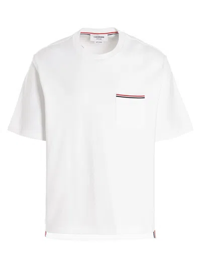 Thom Browne Rwb Trim Jersey Polo Short In White