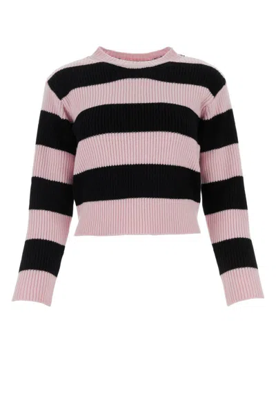 Valentino Striped Virgin Wool Jumper In Taffynero