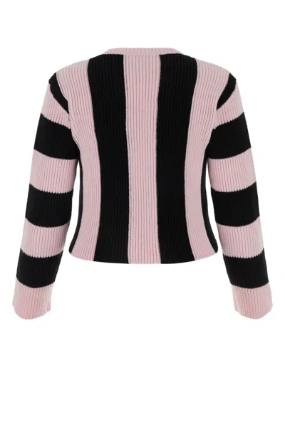 Valentino Striped Virgin Wool Jumper In Taffynero