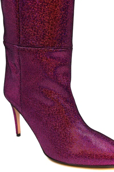 Anna F Leather Boots In Fuchsia