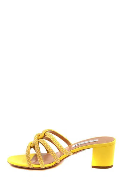 Aquazzura 60mm Moondust Sandals In Yellow Ocher