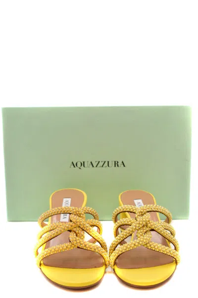 Aquazzura 60mm Moondust Sandals In Yellow Ocher