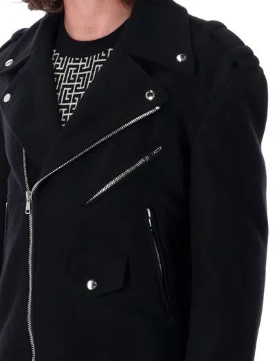 Shop Balmain Biker Wool In Black