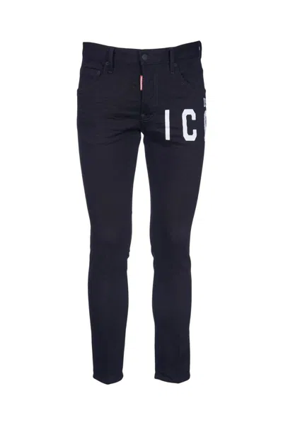 Dsquared2 Denim Trousers With Pockets And Loops In Black