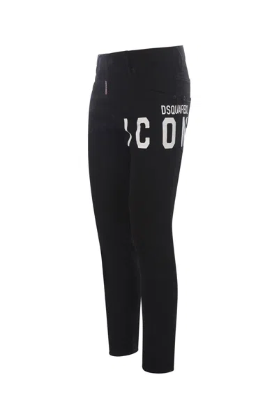 Dsquared2 Denim Trousers With Pockets And Loops In Black
