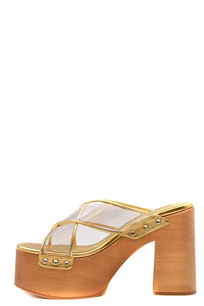 Haus Of Honey Leather Sandals In Gold