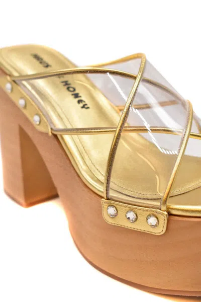 Haus Of Honey Leather Sandals In Gold