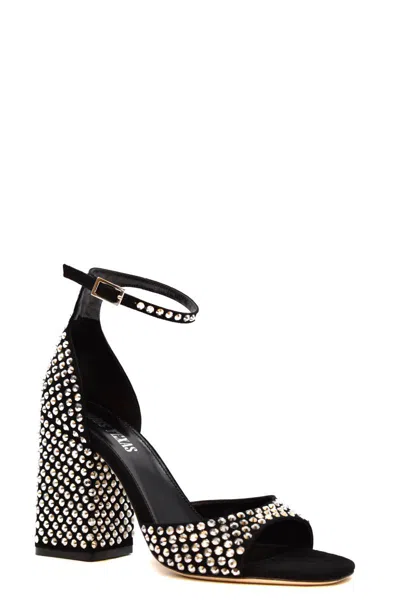 Paris Texas Holly Fiona Crystal Ankle-strap Sandals In Black