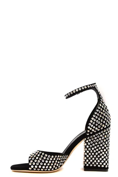 Paris Texas Holly Fiona Crystal Ankle-strap Sandals In Black