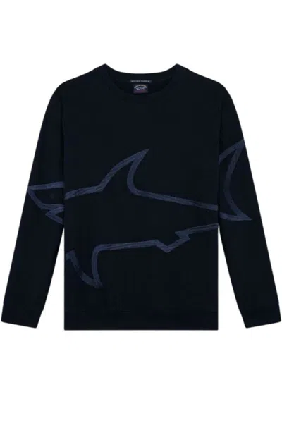 Paul & Shark Crew Neck Shark Graphic Sweaters In Blue