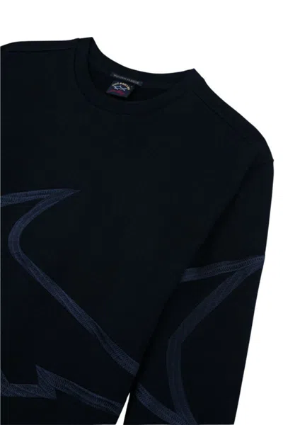 Paul & Shark Crew Neck Shark Graphic Sweaters In Blue