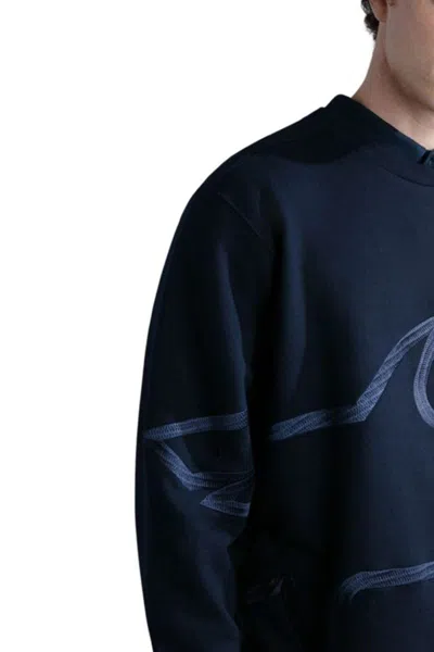 Paul & Shark Crew Neck Shark Graphic Sweaters In Blue