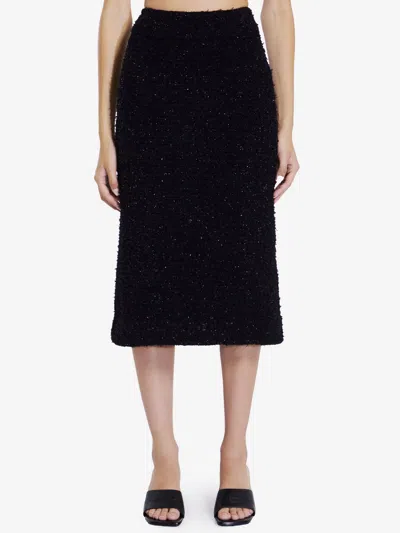 Balenciaga Tweed Midi Skirt In Black