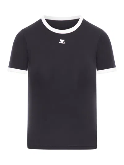 Courrèges Courreges Bumpy Contrast T-shirt Reedition S In White