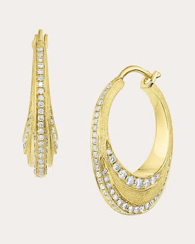 Jennifer Demoro Women's Color Wave Champagne Diamond Short Huggie Earrings 18k Gold In Gold