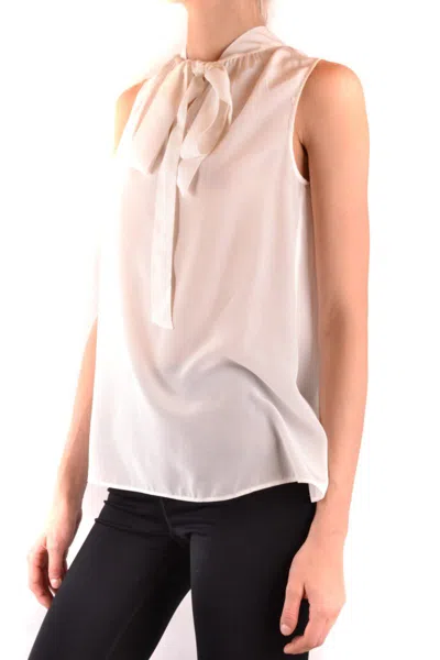 Boutique Moschino Womens White Silk Top In Beige
