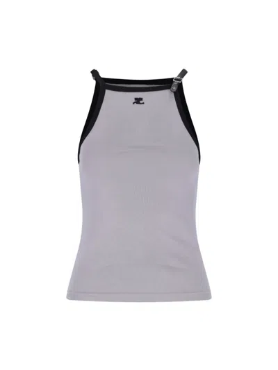 Shop Courrèges Top In Grey