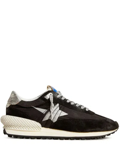 Golden Goose Marathon Sneakers In Nylon With Star Logo In Nero E Argento