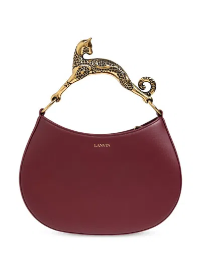 Shop Lanvin Calf Leather Hobo Cat Bag In Red