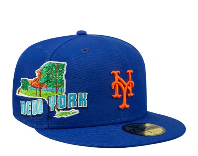 New Era New York Mets Stateview 59fifty Fitted Cap 60296527 - Blue/grey Uv In Blue