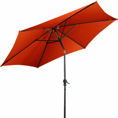 Hivvago 9 Ft Outdoor Market Patio Table Umbrella Push Button Tilt Crank Lift-tan