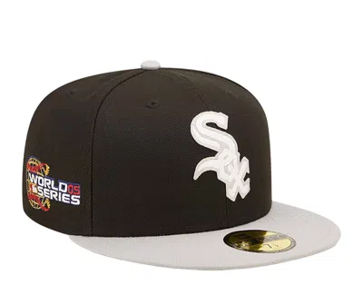 New Era Chicago White Sox Letterman 59fifty Fitted Cap 60296435 - Black/grey In Black