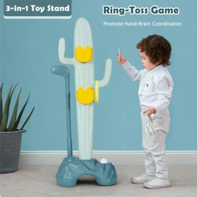 Hivvago 3-in-1 Cactus Toy Stand Sports Activity Center With Golf And Ring-toss