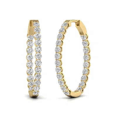 Diana M. Diana M Lab 14kt Yg 10ct Tw Oval In & Out Hoop Earring In Silver