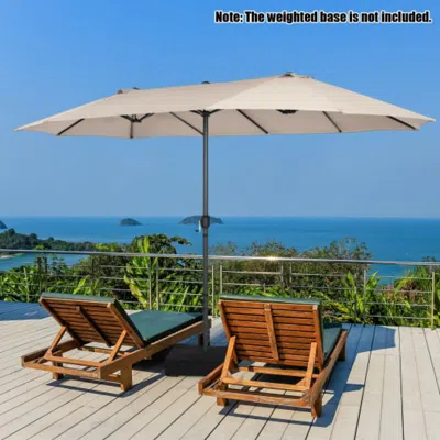 Hivvago 15 Feet Patio Double-sided Umbrella With Hand-crank System-navy
