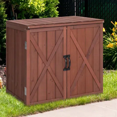 Hivvago 2.5 X 2 Feet Outdoor Wooden Storage Cabinet With Double Doors-brown