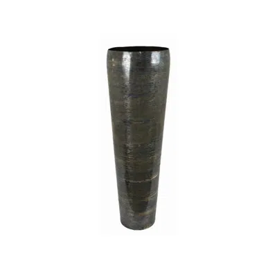 Furnizzeme 32 Inch Metal Vase Tumbler Shape Narrow Base Multicolored Glossy Finish