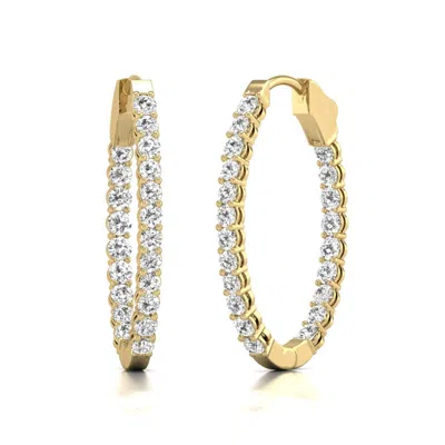 Diana M. Diana M Lab 14kt Yg 10ct Tw Oval In & Out Hoop Earring In Silver