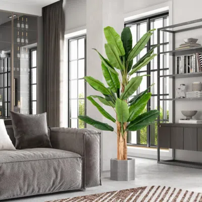 Hivvago 5.5/6.5 Feet Tall Artificial Banana Tree With 10/27 Large Leaves-6.5 Ft