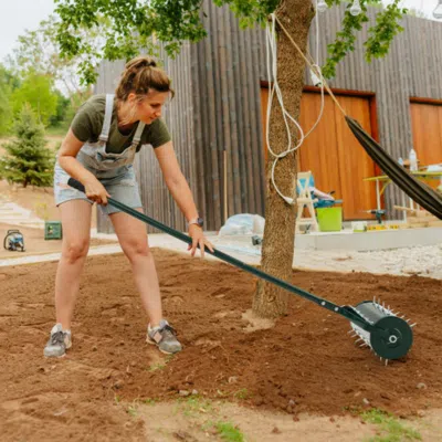 Hivvago 18/21 Inch Manual Lawn Aerator With Detachable Handle Filled With Sand Or Stone-18 Inches