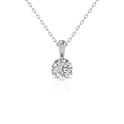Diana M. Diana M Lab 14kt Wg 1.50ct Three Prond Martini Pendant In Silver
