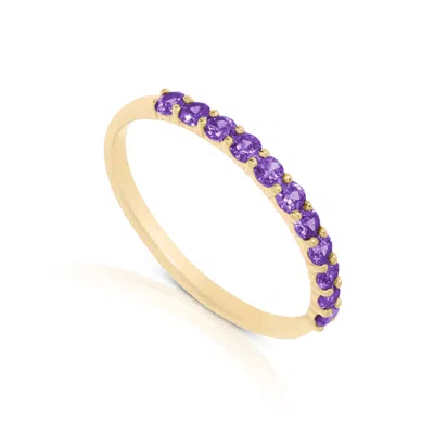 Max + Stone 14k Gold Vermeil Birthstone 2mm Cubic Zirconia Half Eternity Ring In Purple