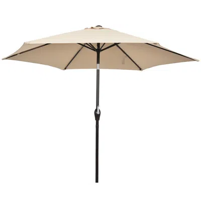 Hivvago 10 Feet Outdoor Patio Umbrella With Tilt Adjustment And Crank-tan