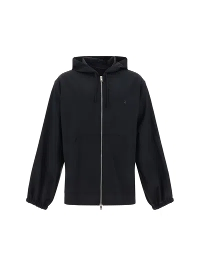Givenchy Wool Hoodie With Elasticated Cuffs And Drawstring In Black