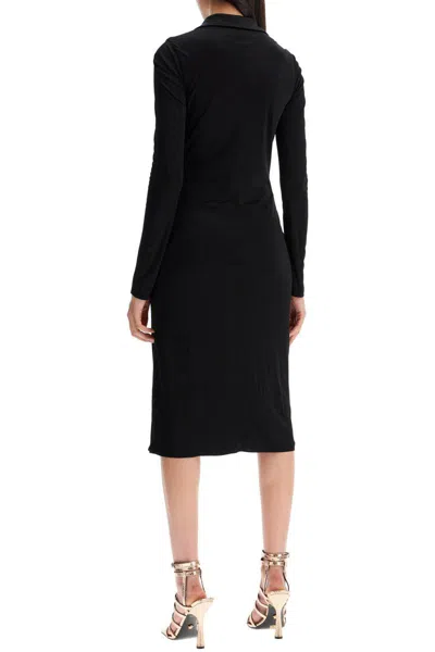 Shop Versace Draped Jersey Dress With In Black