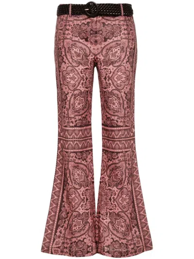 Shop Zimmermann Trousers In Coral Paisley